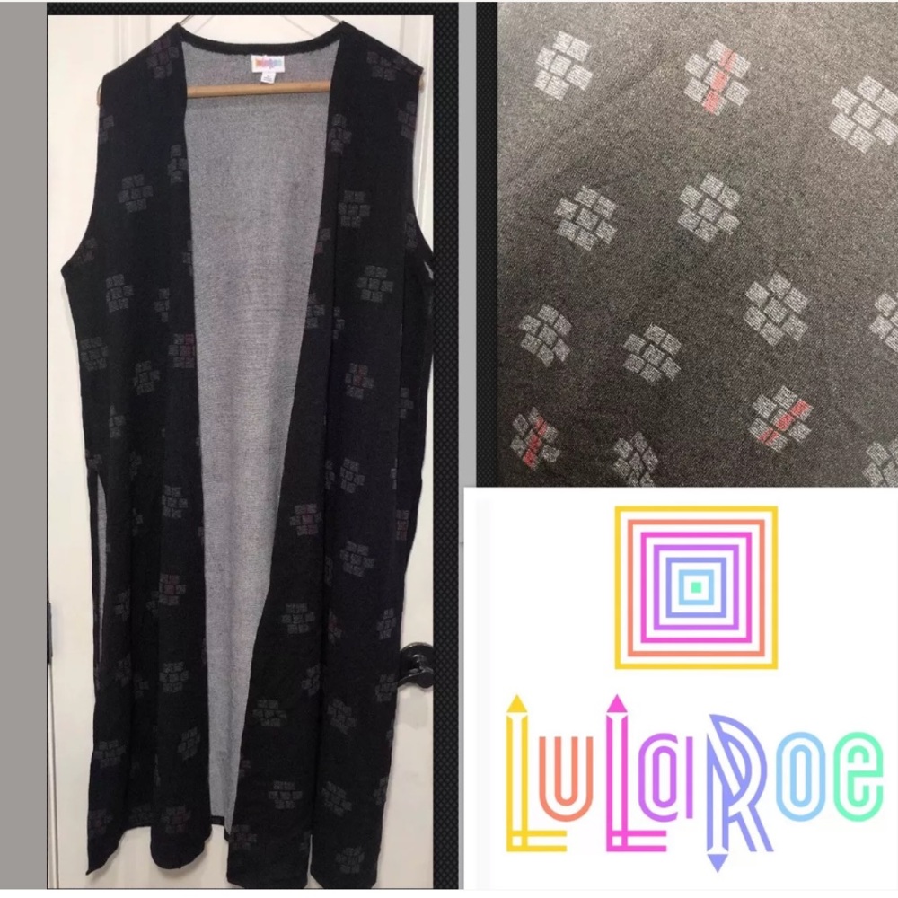 LuLaRoe Joy Vest Black Noir Grey